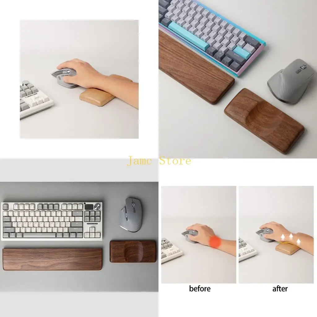 LX0B Retro Wooden Wrist Cushion For Mouse Comfortable Hand Rest For Work And Play