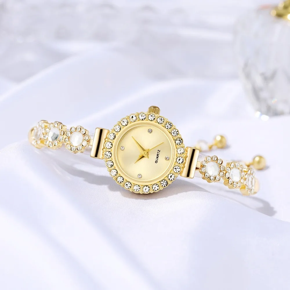Sweet Rhinestone Bracelet Women's Quartz Watch Fashion Accessory Ladies Quartz Wristwatch Pull Rope Bracelet Watch Daily Wear