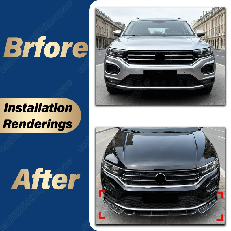 For Volkswagen T-Roc 2018 2019 2020 2021 2022 Car Front Bumper Spoiler Lip Standard Edition Front Chin Spoiler Body Kit