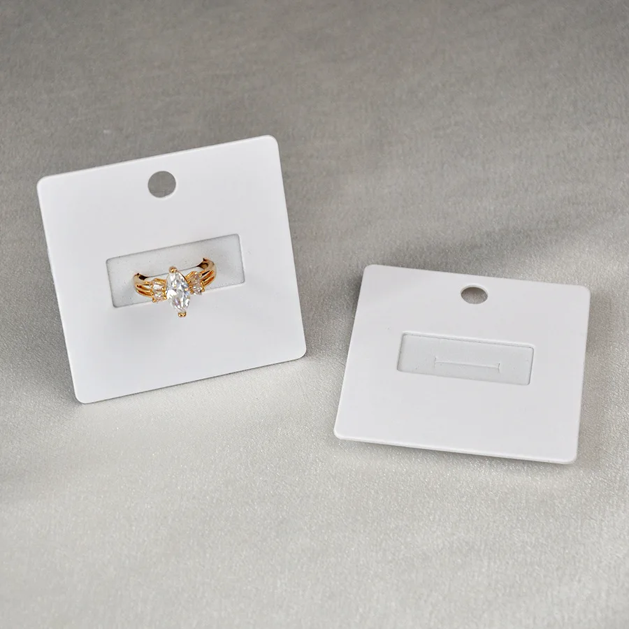 

10pcs White Jewelry Display Card with Foam Insert NO Logo Blank Label 6.2x6.2cm Ring Packaging Card for Jewelry Display Storage