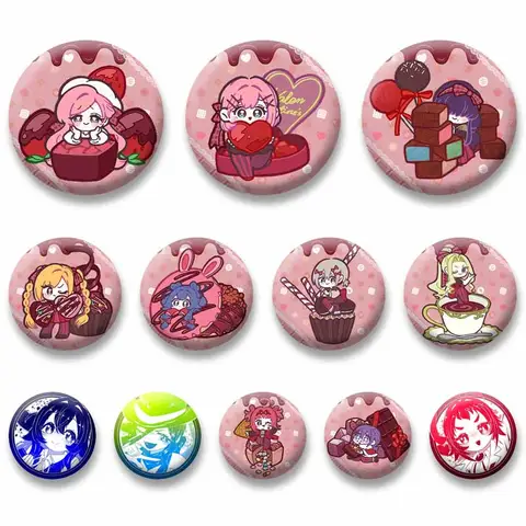 Cute Anime Round Snap-in Brooches The 100 Girlfriends Who Really Love You Cartoon Button Pins Accessories Jewelry Badges Gifts