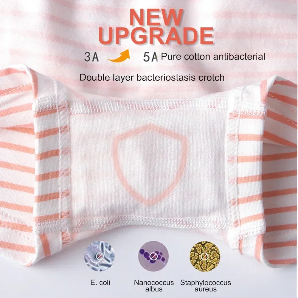 4pcs Cotton Boxer Shorts Girls Pure Cotton Cute Underpant Middle Large Children Briefs Baby Non-crotch Seamless Underwear 8-38kg