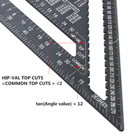 12 inch Speed Square Metric Triangle Ruler Aluminum Alloy Measuring Ruler Woodworking Angle Protractor Building Framing Tools