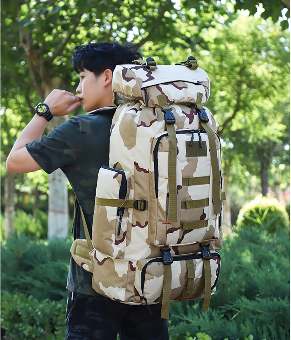 75L سعة كبيرة في الهواء الطلق التكتيكية على ظهره تسلق الجبال التخييم المشي لمسافات طويلة العسكرية مول طارد المياه حقيبة متعددة الاستخدامات