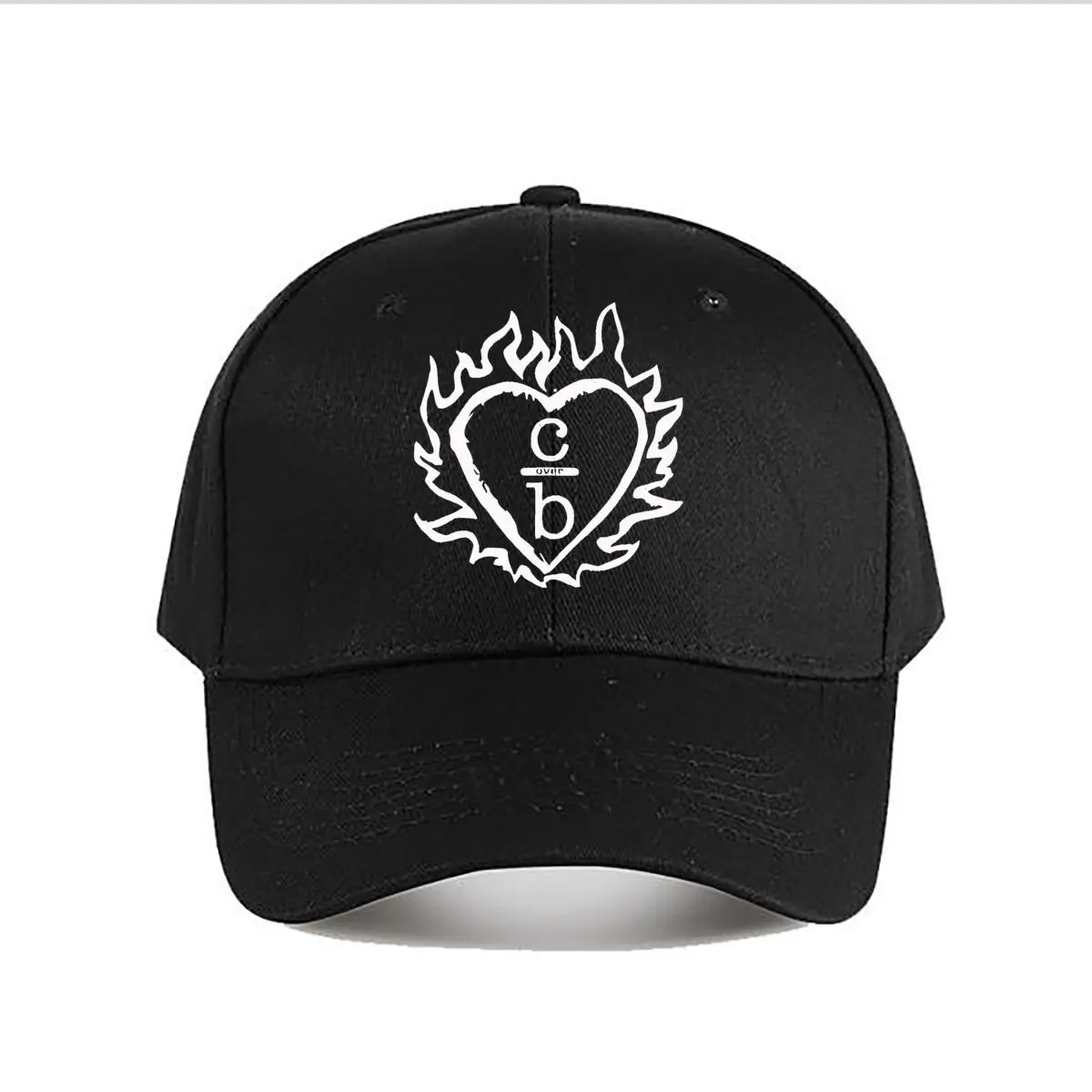 C Overt B Flaming Heart Graphic Baseball Cap Fashion Men Sunhat Women's Outdoor Sports