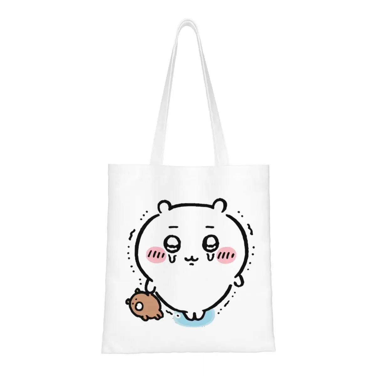 

Sad Chiikawa Canvas Tote Bag Eco-Friendly Large Capacity Shopping Bag for Unisex School Bags
