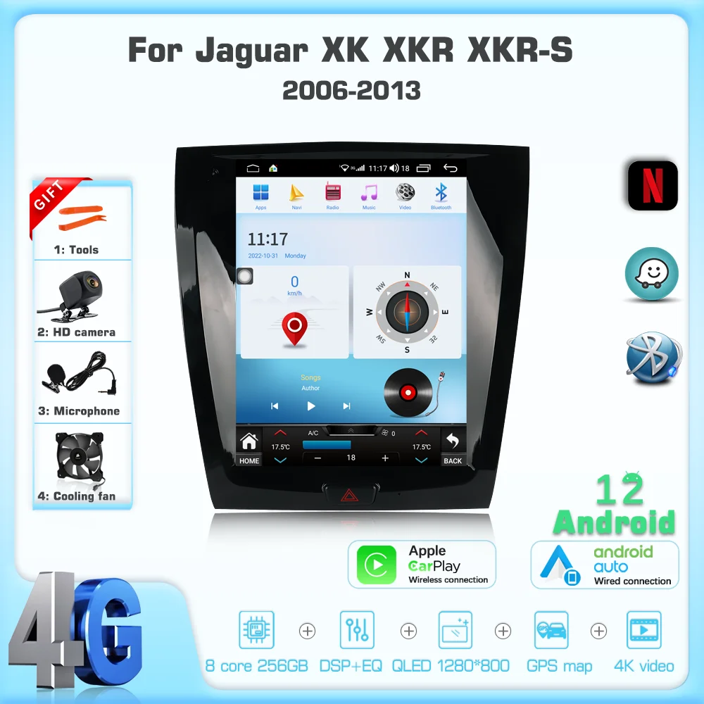 

JEHUNG 12.1 inch Android 12 For Jaguar XK XKR XKR-S 2006-2013 Car Multimedia Player CarPlay GPS Radio 5G Navigation 8-core 256GB