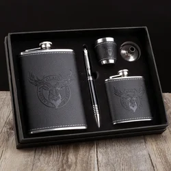 8oz Large Capacity Leather Thickening 304 Stainless Steel Proof Kettle Pot Hip Flask Whiskey Wine Bottle Gifts CCCP for Alcoho