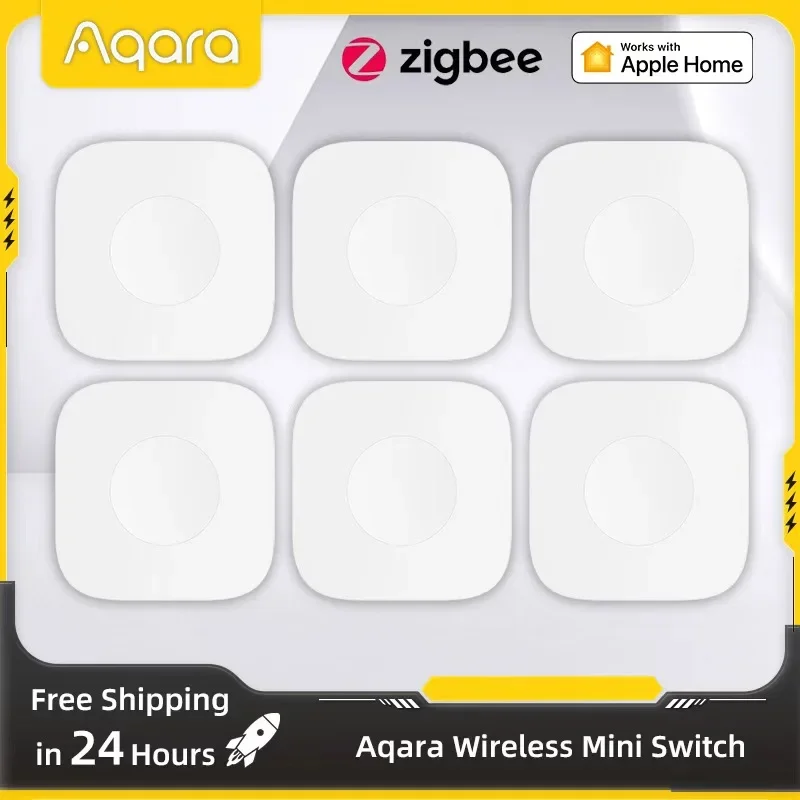 

Умный беспроводной мини-переключатель Aqara, кнопка дистанционного управления Zigbee для домашней безопасности, одна клавиша управления, совместимая с приложением Homekit