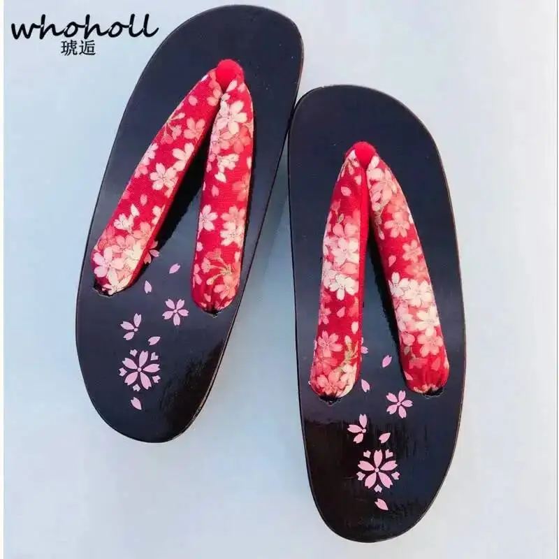 WHOHOLL Women Japanese Geta Cosplay Costume Summer Sandals Women EVA Antiskid Wedge Anime Clogs Wooden Slipper Women Flip-flops