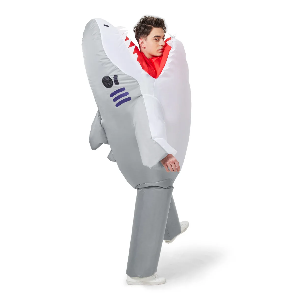 

Halloween Mascot Cartoon Human Character Shark Costume Baby Gray Shark Inflatable Costume for Adult Inflate