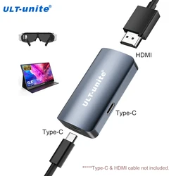 HDMI-Compatible to Type-C Converter 4K60HZ HDTV to USB C Adapter Compatible with RayNeo, XREAL Air, Rokid Air, Steam Deck Base