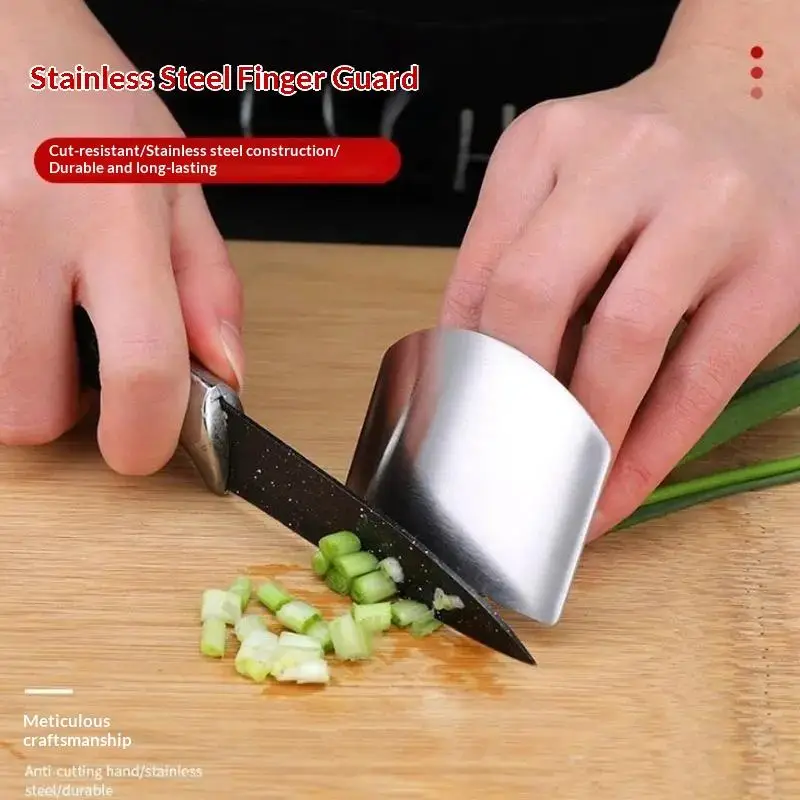 Finger Guard Safe Cutting Heavy Duty Stainless Steel Anti Cut Shield Anti Slip Grip Cooking Kitchen Tool Hand Protector