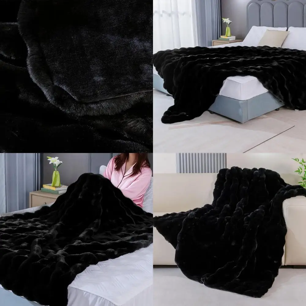 

Thick Soft Faux Fur Blanket 60x80 for Couch, Living Room, Fluffy Rabbit Fur Throw, Warm Bunny Blanket, Home Decor, 860 GSM