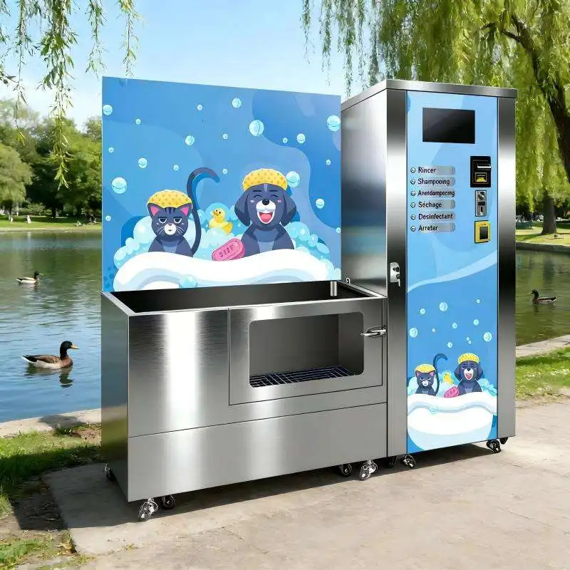 High Pressure Electric Stainless Steel Pet Wash Machine, Outdoor Self-service Cleaning Station for Cats and Dogs Grooming