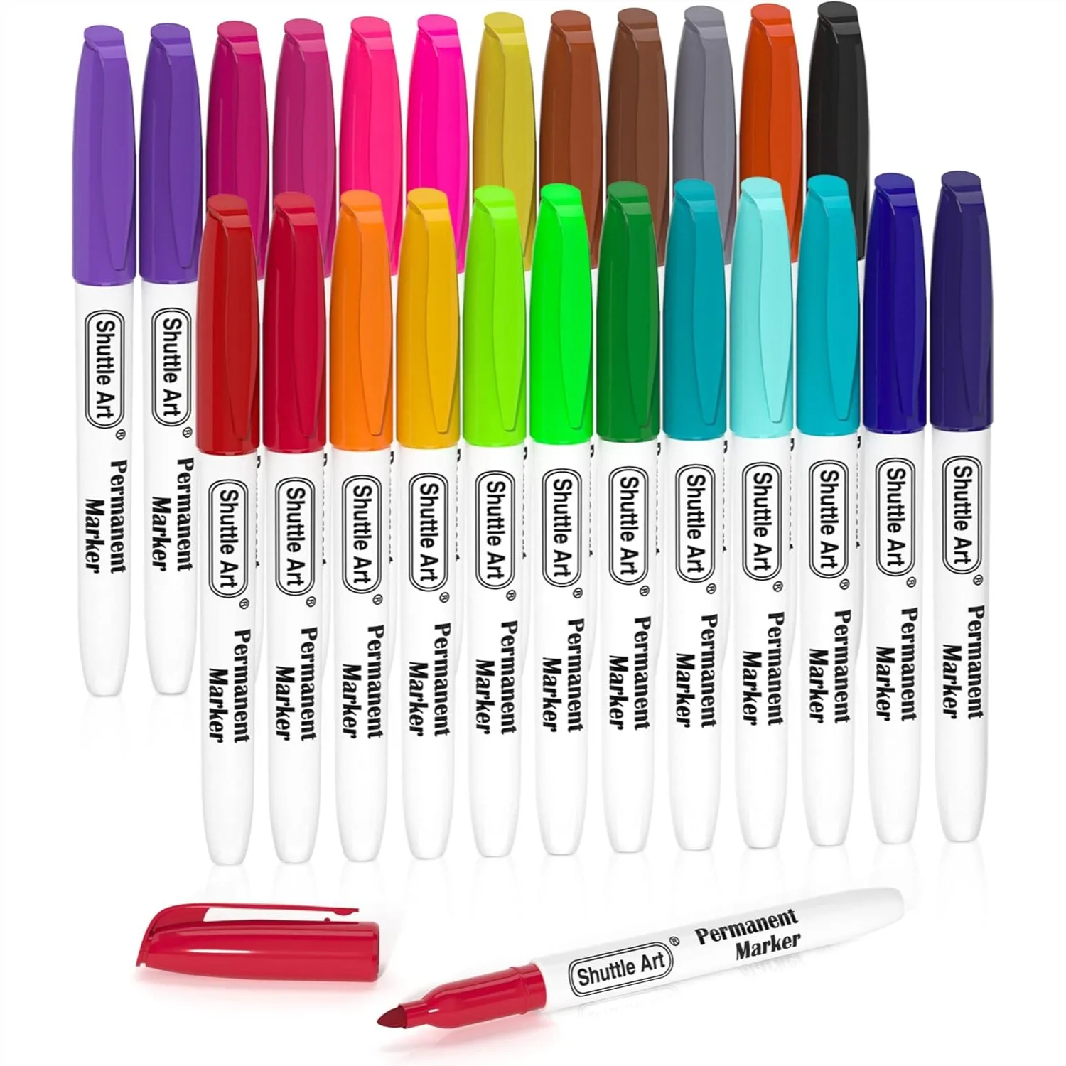 

Permanent Markers 24 Colors Fine Point for Doodling, Coloring on Plastic, Wood, Stone, Metal and Glass