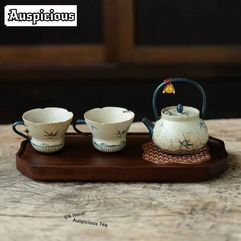 Hand-painted Bamboo Shadow Tea Set Complete Set Handmade Tea Ceremony Set Teapot And Tea Cup Set Cha Equipment Ornaments Craft