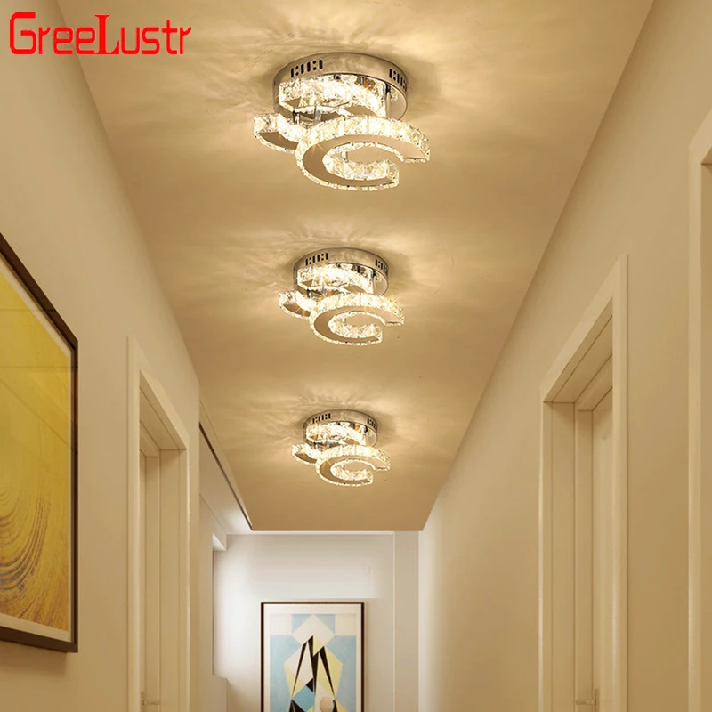 Crystal Led Ceiling Lamps Aisle Indoor Lighting Nordic Corridor Stairs Bedroom Ceiling Lamps Modern Chandeliers Home Room Decor