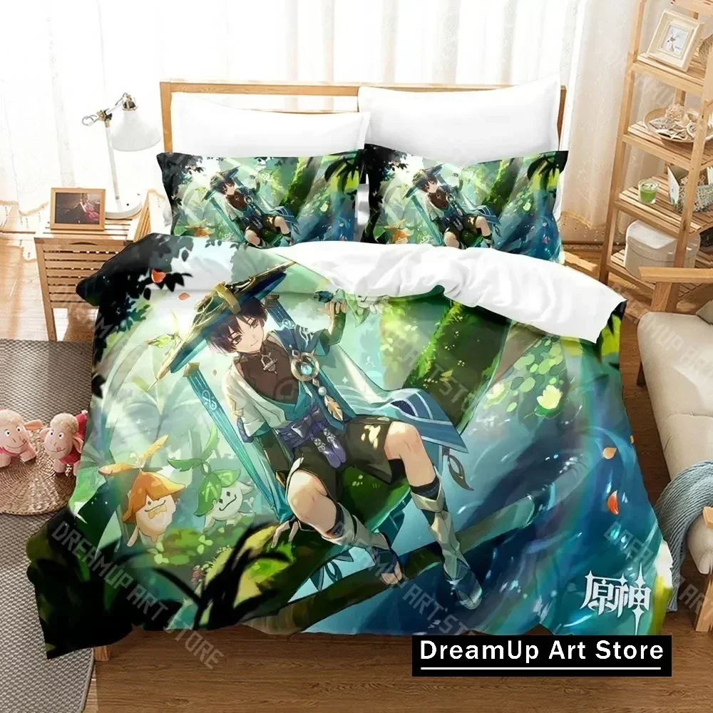 2026 3D Print Genshin Impact Scaramouche Bedding Set Boys Girls Twin Queen King Size Duvet Cover Pillowcase Bed Boys Adult