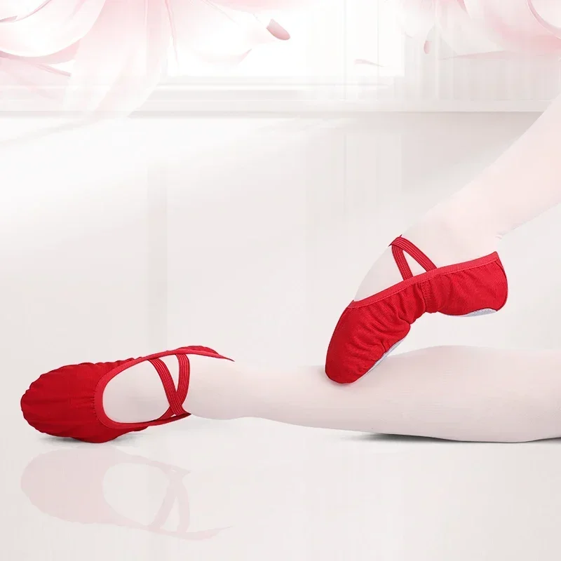 Chaussures de Ballet en toile pour femmes et filles, pantoufles de danse à semelle fendue, chaussures de danse de gymnastique, de Yoga, ballerines pour enfants et adultes