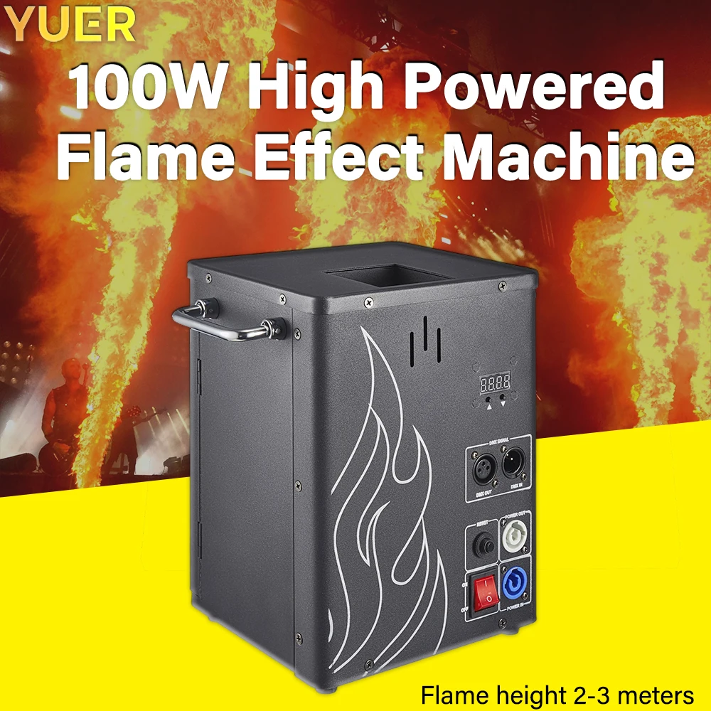 YUER Single heads Fire Machine100W Stage Special Effect Dmx512 Controller Stage Lighting Flamethrower for DJ Disco Wedding Party