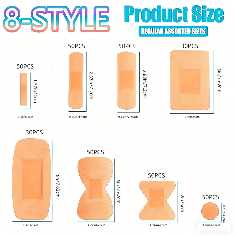 360 Pieces Assorted Bandages Variety  - Adhesive, Flexible, Breathable Bandages for First Aid Supplies, Including Spot and Large