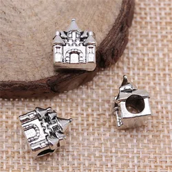 IFOCUS 10pcs/Lot House Castle European Big Hole Beads For DIY Jewelry Making Zinc Alloy 12x11x7mm/0.47x0.43x0.28inch