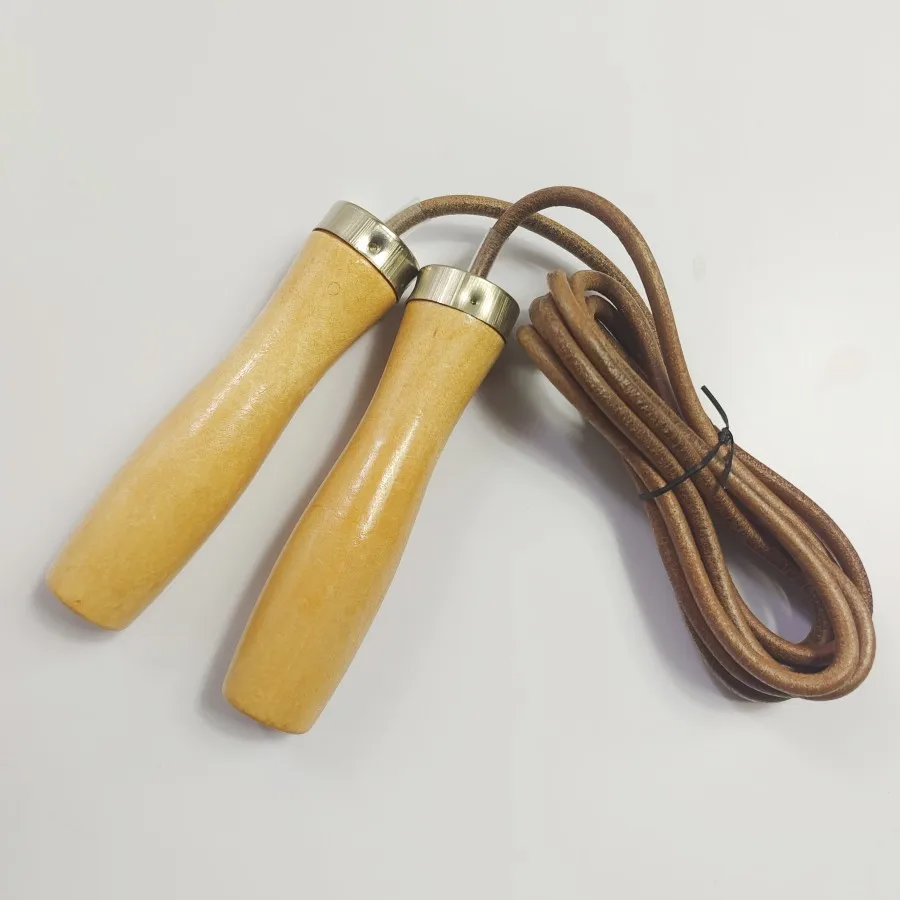 Jump Rope Professional Leather Ropes Rapid Speed Jumping Rope Wooden Handle Weighted Skipping Rope Gym Fitness Slim Body