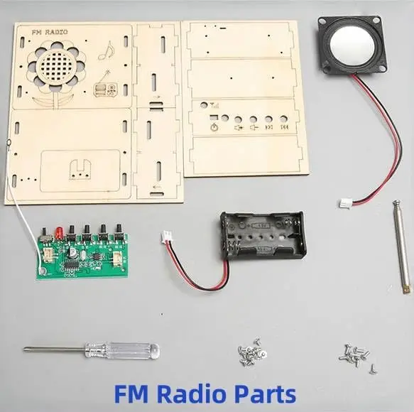 Kit radio FM fai-da-te e kit ventola solare, progetto scientifico elettronico con PCB, altoparlante, custodia, strumenti di assemblaggio per progetti STEM