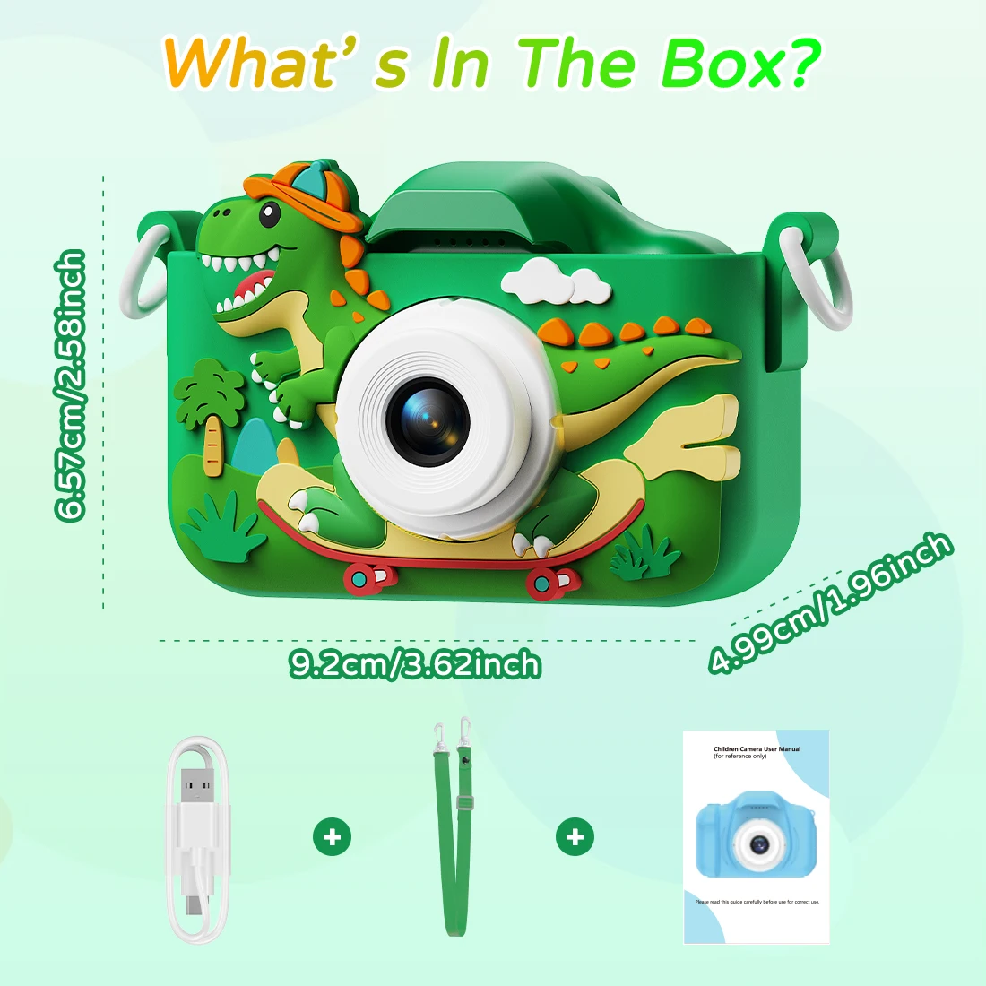 Kinder-Digitalkamera mit Dinosaurier-Motiv, 1080P HD, Mini-Kamera, Spielzeug für Vlogging und Fotografie, perfektes Weihnachts- oder Geburtstagsgeschenk – Detail 9