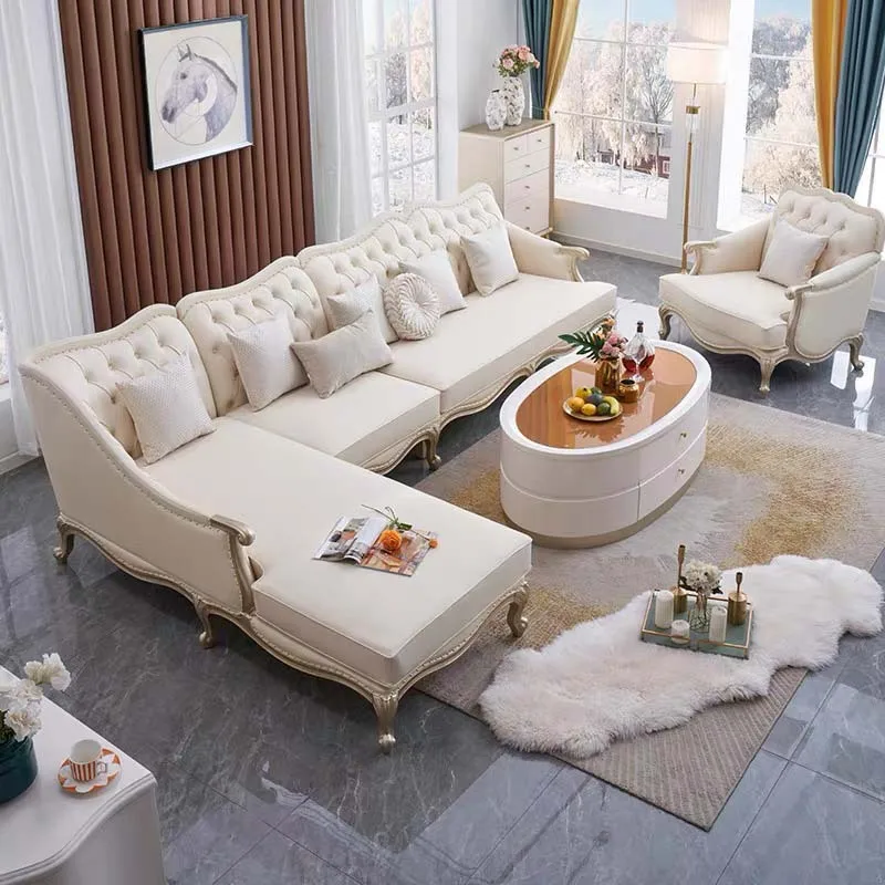 American light luxury, corner sofa L-shaped, simple, living room sofa