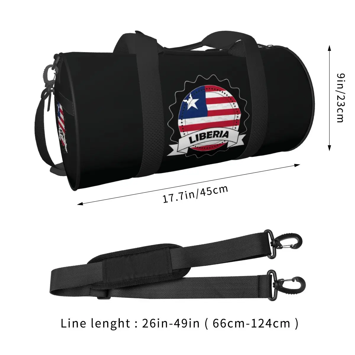 Liberia Emblem Badge Flag Gym Bag Travel Sports Bags Couple Pattern Large Capacity Novelty Fitness Bag Portable Handbags