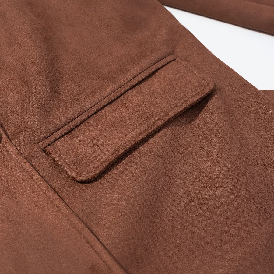 DiYiG ЖЕНЩИНА 2025, зимнее новое модное простое бархатное пальто из оленьей кожи, шикарное двубортное пальто с лацканами, верхняя одежда Mujer