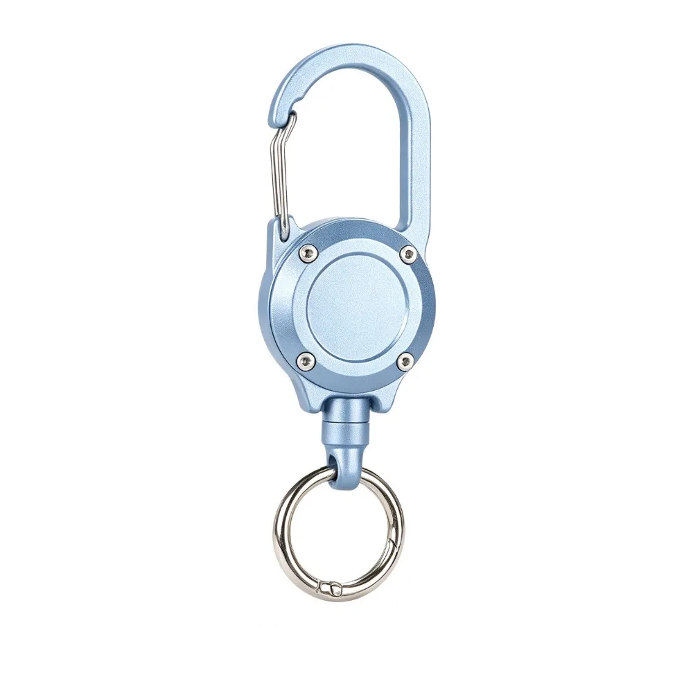 Aluminum Alloy Retractable Keychain Steel Cable Wire Rope Retractable Key Holder Heavy Duty Portable Retractable Key Chain
