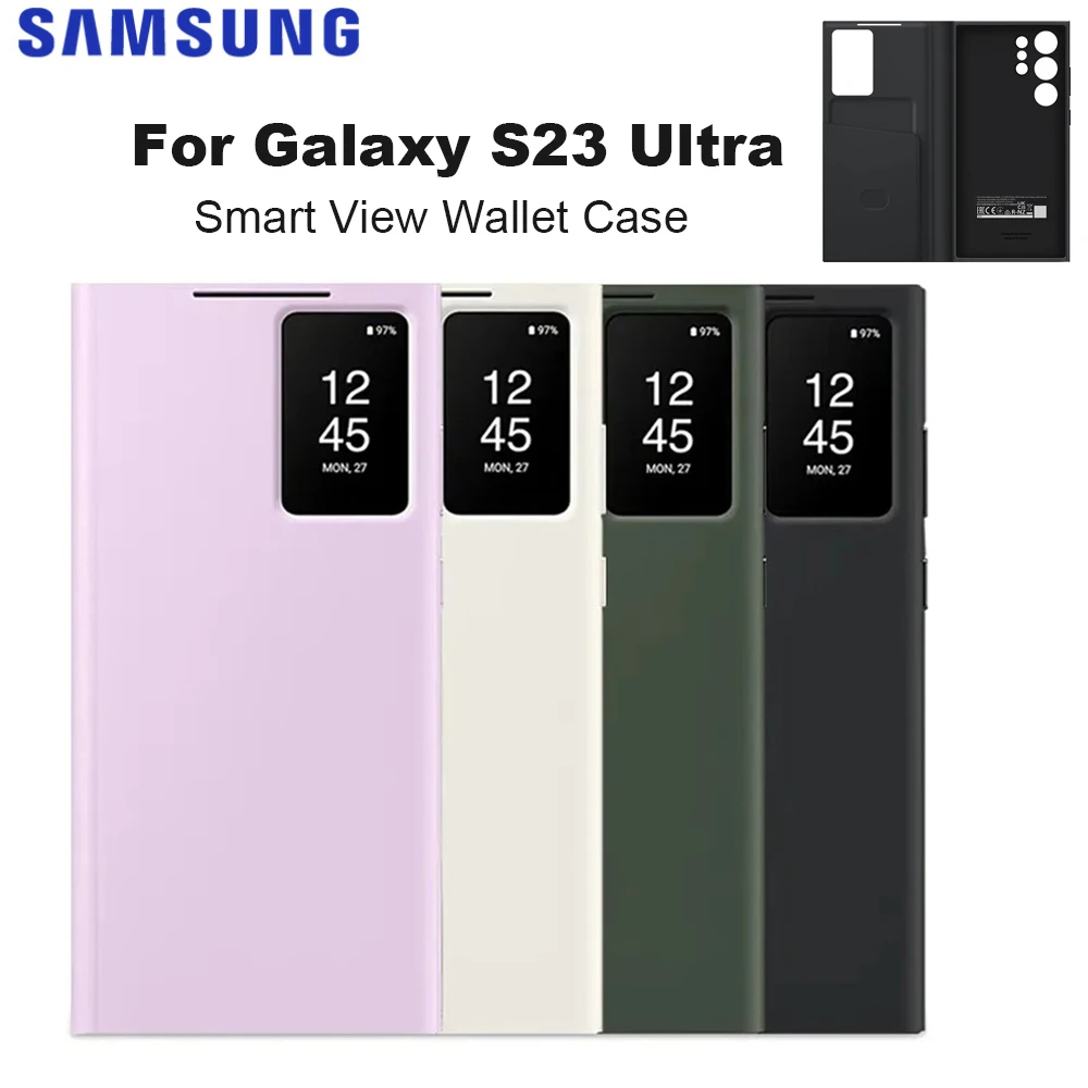 Original For Samsung Galaxy S23 Ultra Smart View Wallet Flip Case For Galaxy S23Ultra Smart View Phone Cover SM-S918B