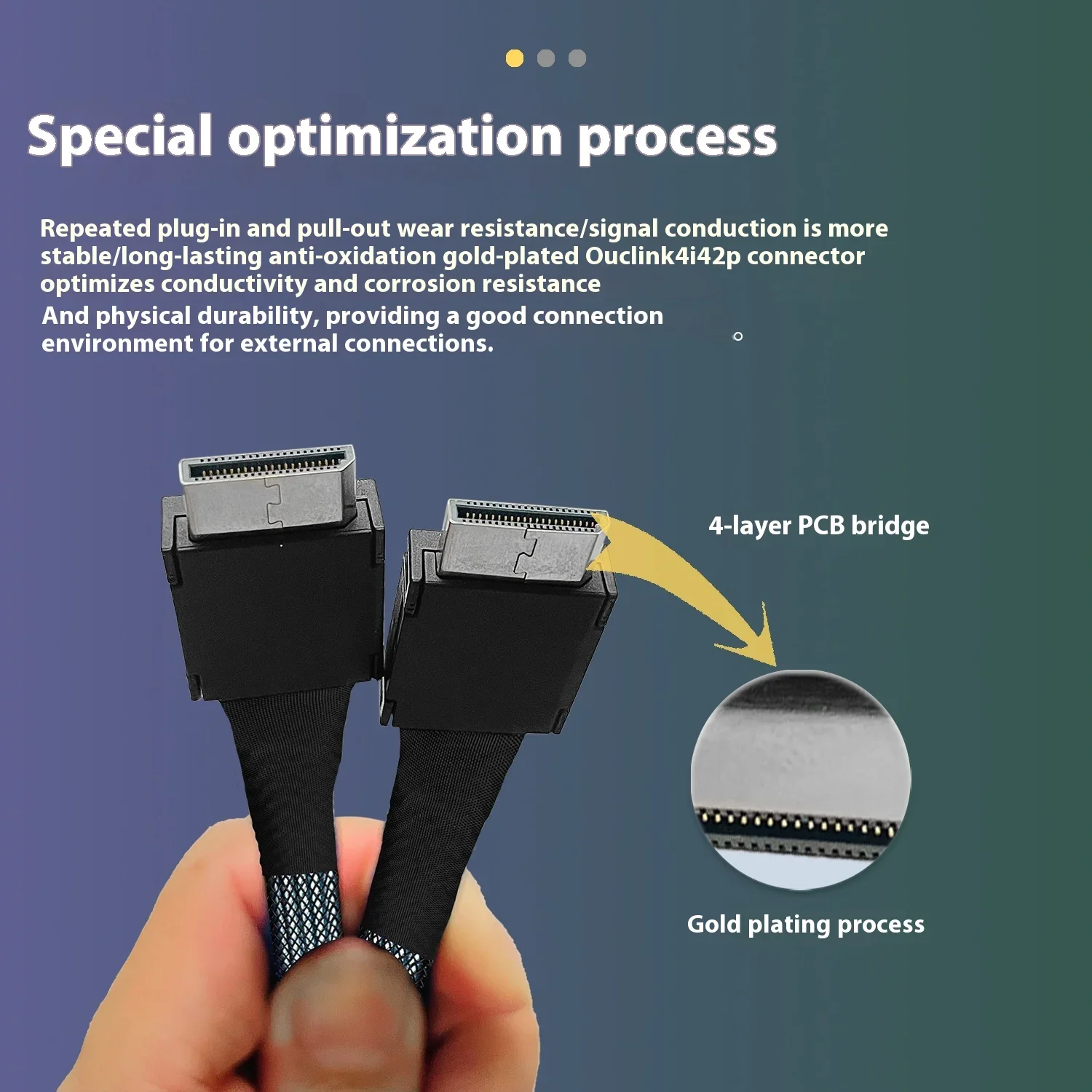 كابل PCIE 4.0 X4 Oculink 4i / 4X SFF-8611 إلى SFF 8611 تمديد ناعم مضفر GEN4 64Gbps GPU SSD سلك مطلي بالفضة 0.1 م - 1 م