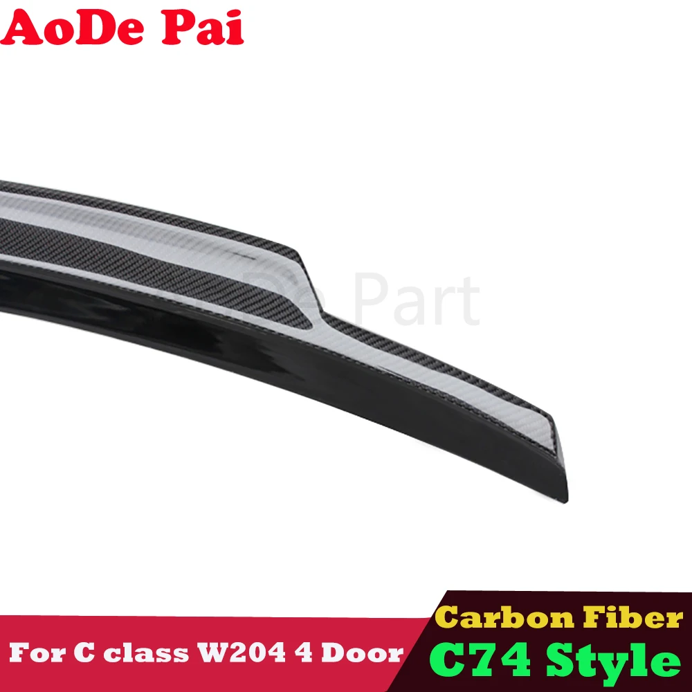 C74 Style Carbon Fiber CF Rear Boot Lip Spoiler for Mercedes Benz C Class W204 Sedan 2007-2014 C180 C200