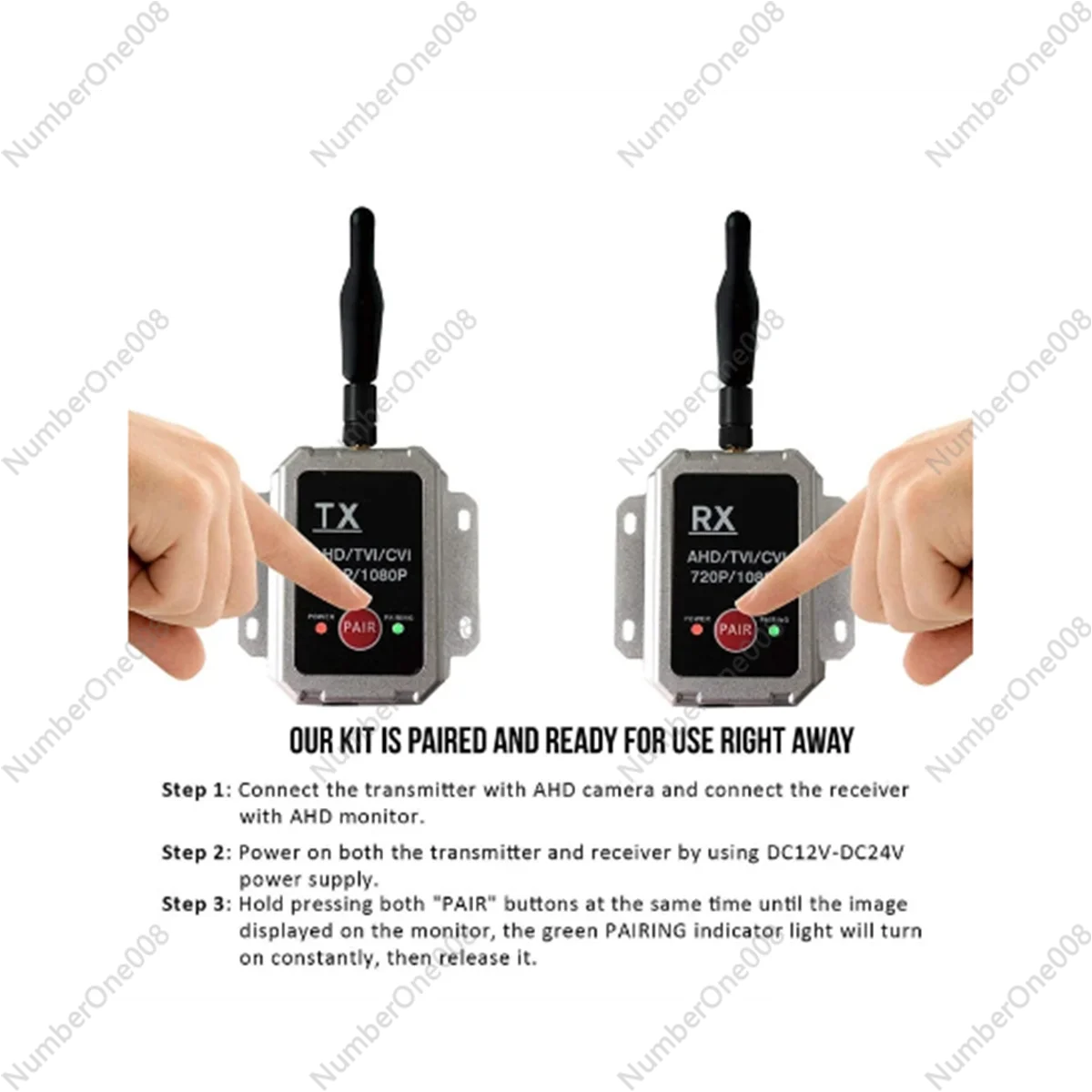 Wireless Transceiver AHD Wireless Transmitter/Receiver for Up to 1080P Wired Truck Camera Transmitter EU Plug