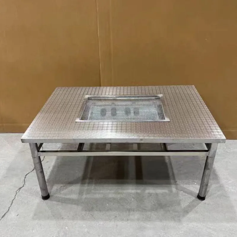 

Smokeless BBQ household buffet table, outdoor grilled charcoal table