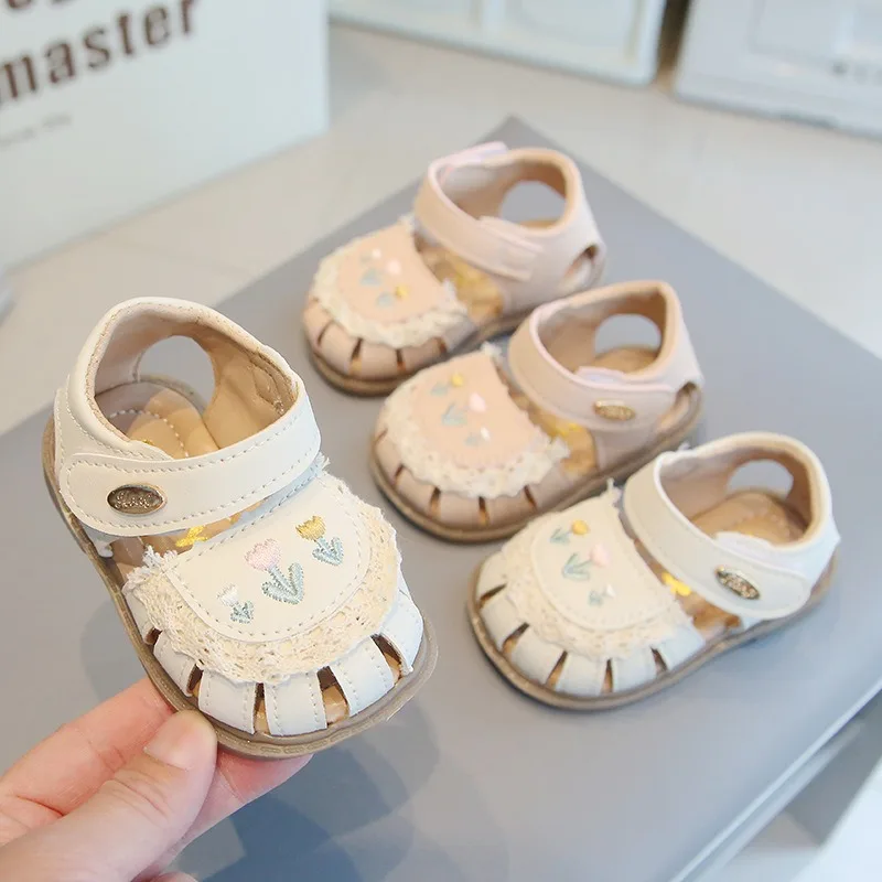 Baby Girls Sandals Summer Children Floral Princess Shoes Kids Beach Sandals Soft-soled Non-slip Infant Toddler Shoes 0-1-2 Years