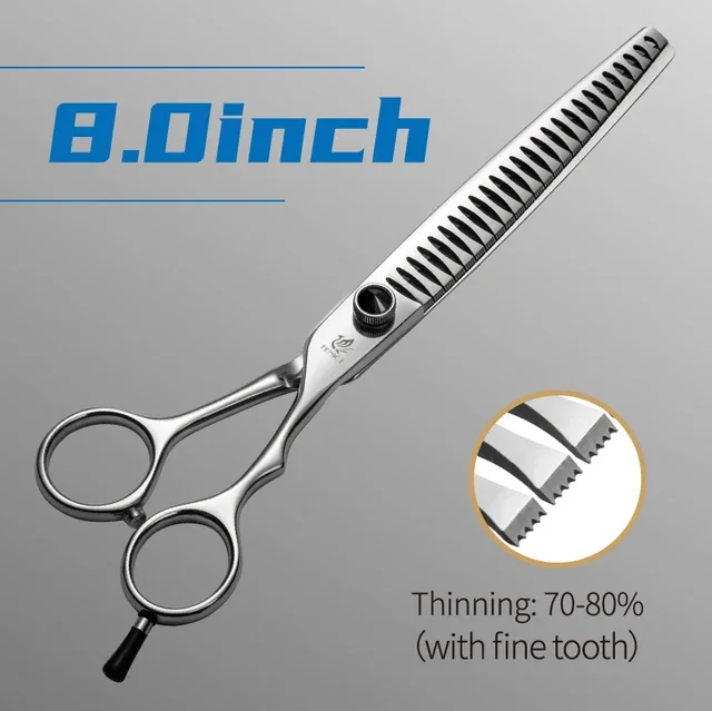 Fenice 7/7.5/8 inch Professional Pet Scissors Dog Grooming Scissors Thinning Shears Thinning Rate about 80% Dog Clippers Tijera