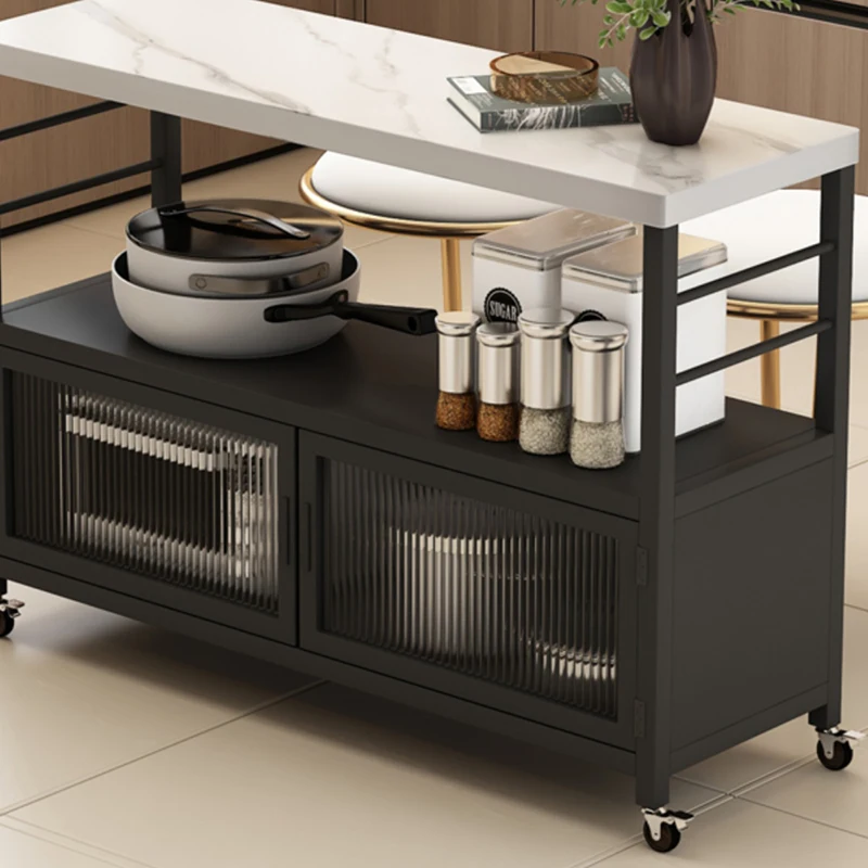 طاولة متوسطة قابلة للإزالة للأثاث الداخلي، سطح منفصل لتناول الطعام والتشغيل، خزانة خزانة مفتوحة متعددة الطبقات #4