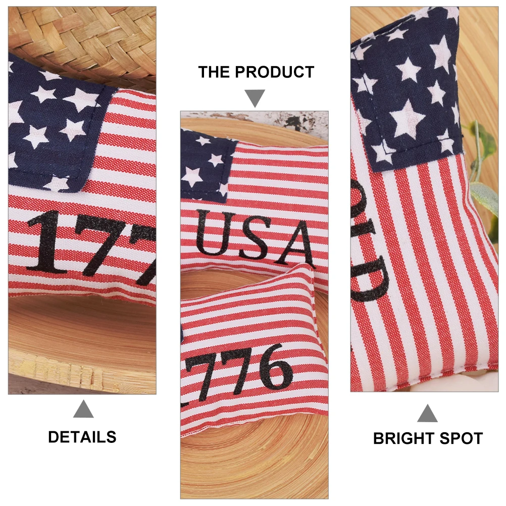 

3 Pcs American Flag Mini Pillow Independence Day Decor Desktop Tray nament Fabric Gift Patriotic Supplies Decoration