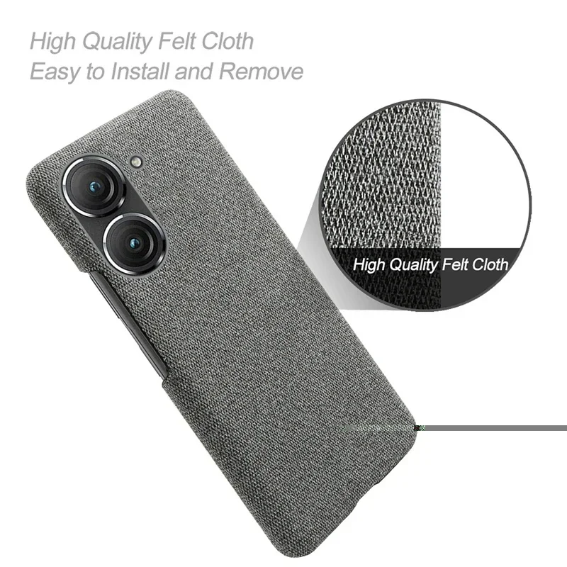 capa For ASUS ZenFone 9 10 5G Case Hard PC Shockproof Woven Textile Fabric Cloth Protective Cover For azus Zenfone 10 9 чехол