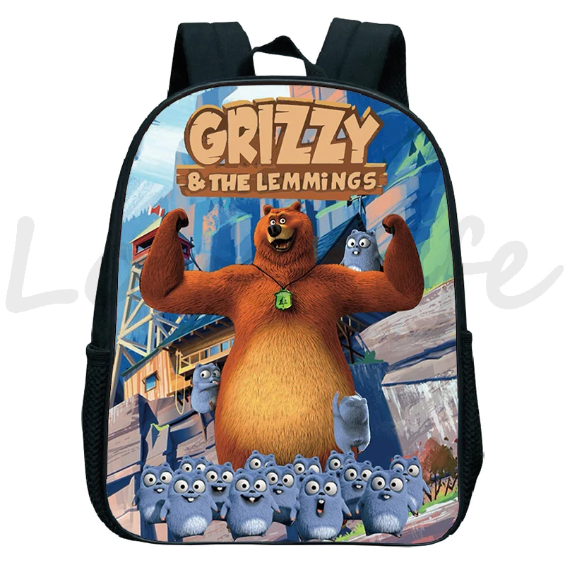 

Sunlight Grizzly Bear Kindergarten Backpack Grizzy And The Lemmings School Bag Children Cartoon Rucksack Kids Bookbag gifts