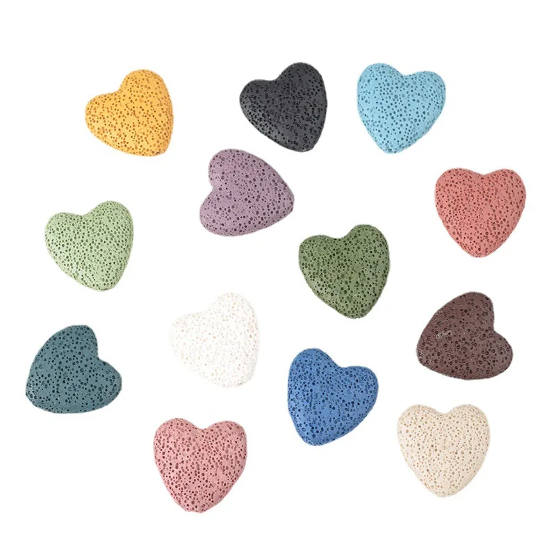 20MM Natural Lava Colorful Heart Shaped Volcanic Stone Spacer Beads Charming Loose Beads DIY Earrings Necklace Jewelry image 3