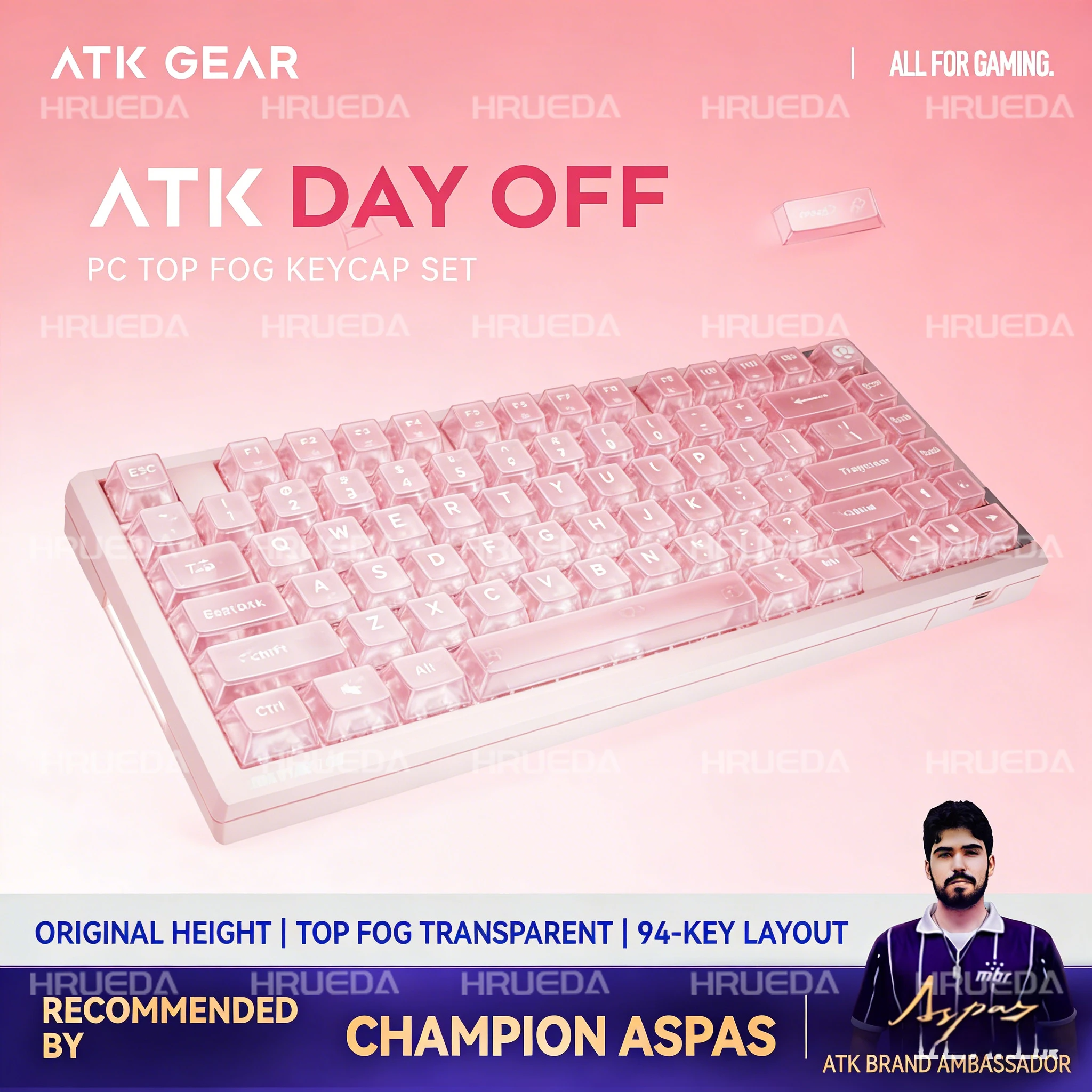 

ATK Rest Day 94 Keys Fogging Surface PC Keycaps Original Height Engraved Fingerprint Resistant Keycaps for FPS Gaming Keyboard