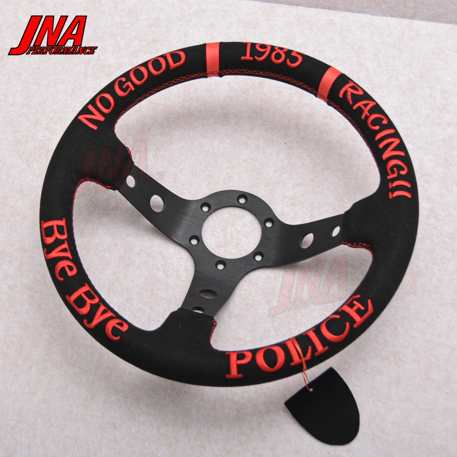 13 بوصة JDM الانجراف سباق عجلة القيادة لا سباق جيد الداعا الشرطة 1985 جلد الغزال ضبط عجلة القيادة PC-ST20