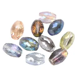10 stĂŒcke 10x6mm 12x8mm Oval Zylinder Faceted Cut Kristall Glas Lose Handwerk Perlen fĂŒr schmuck Machen DIY