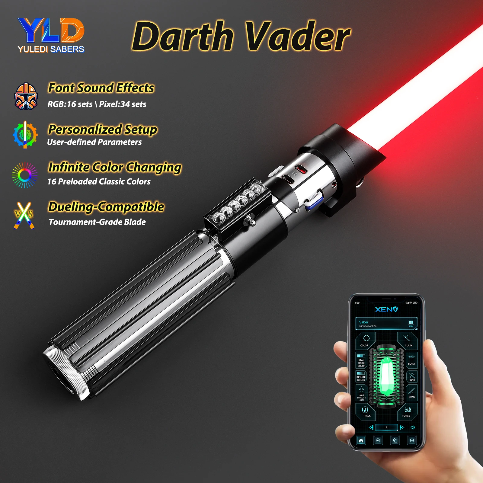 سيف ليزر دارث فيدر ليتسبر لون لا نهائي متغير اللون معدني هيلت صوت سوينغ ناعم FX مجموعة Dueling Sabre الثقيلة هدية